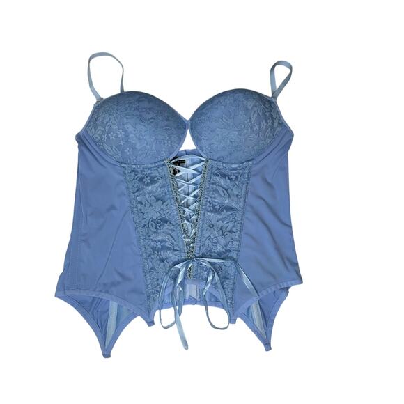 Lavish by Daisy Light Blue Lace Up Corset - Picture 3 of 7